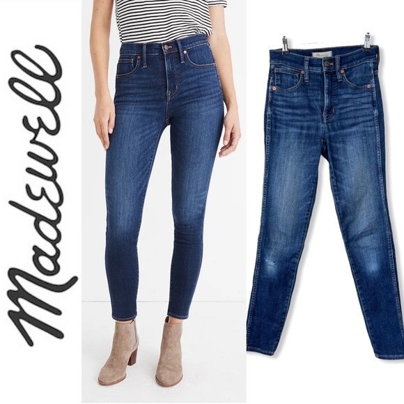 Madewell 10" High Rise Skinny Jeans Insuluxe Dark Wash Denim Size 24 AF686 - Picture 3 of 16